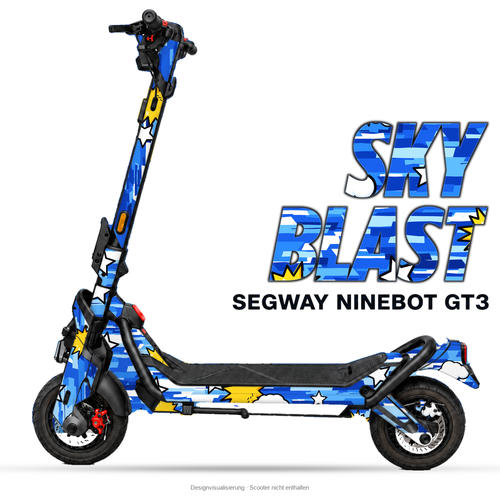 SKY BLAST – Designvisualisierung am Segway Ninebot GT3. Scooter nicht enthalten.