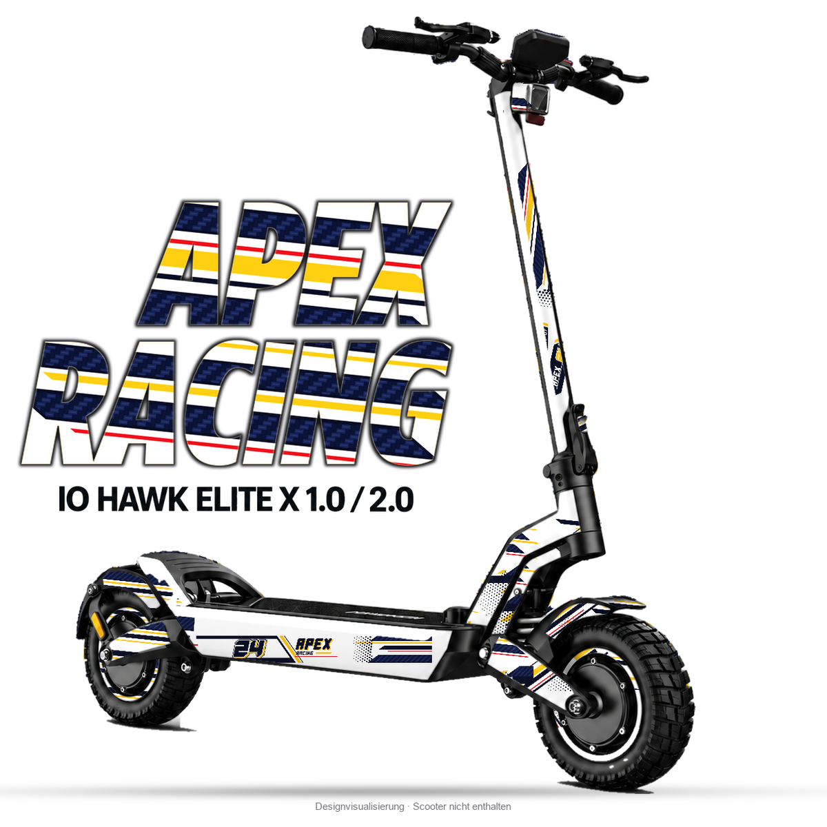APEX RACING – Designvisualisierung am IO HAWK Elite X 1.0 / 2.0. Scooter nicht enthalten.