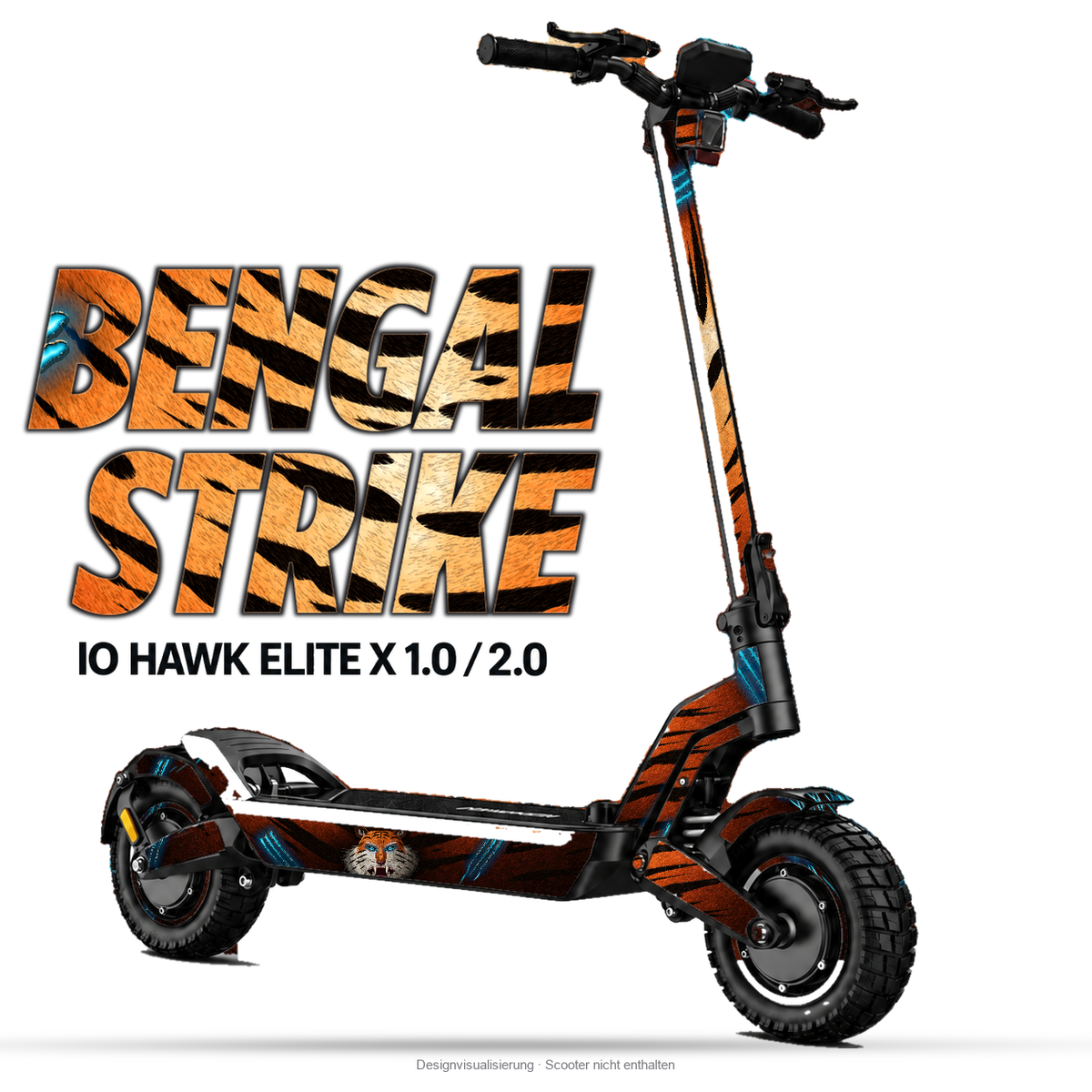 BENGAL STRIKE – Designvisualisierung am IO HAWK Elite X 1.0 / 2.0. Scooter nicht enthalten.