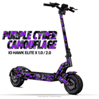 PURPLE CYBER CAMOUFLAGE – Designvisualisierung am IO HAWK Elite X 1.0 / 2.0. Scooter nicht enthalten.