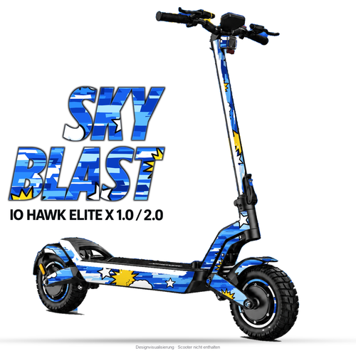 SKY BLAST – Designvisualisierung am IO HAWK Elite X 1.0 / 2.0. Scooter nicht enthalten.