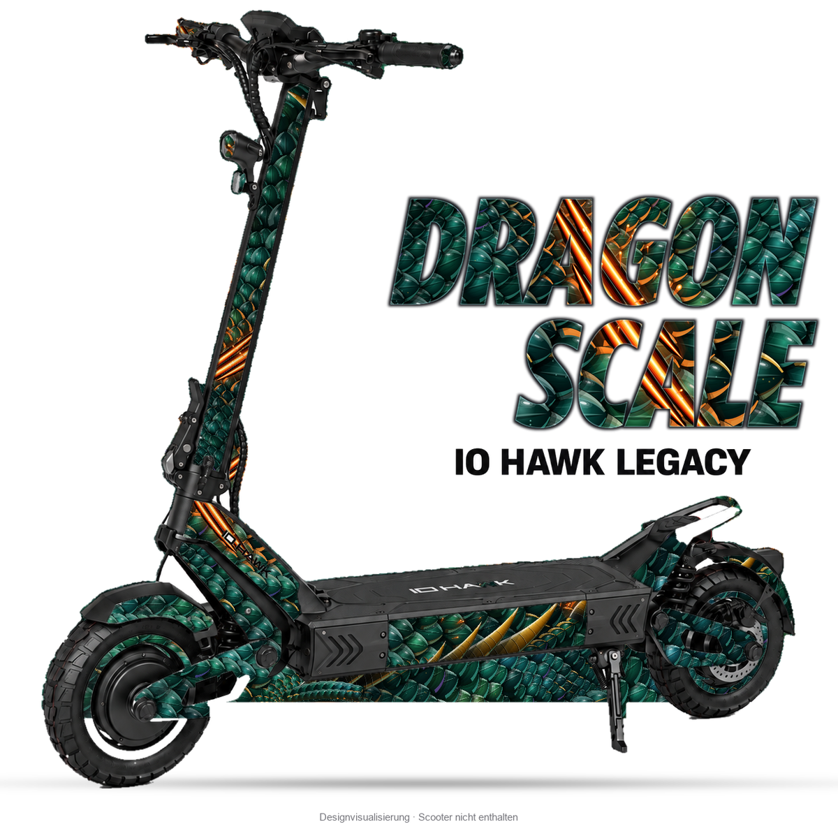 DRAGON SCALE – Designvisualisierung am IO HAWK Legacy. Scooter nicht enthalten.