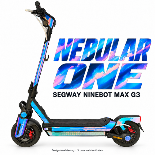 SEGWAY NINEBOT G3 SKIN | NEBULAR ONE – Designvisualisierung am passenden Scooter. Scooter nicht enthalten.