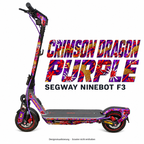 SEGWAY NINEBOT F3 SKIN | CRIMSON DRAGON PURPLE – Designvisualisierung am passenden Scooter. Scooter nicht enthalten.