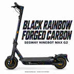 SEGWAY NINEBOT G2 MAX SKIN | BLACK RAINBOW FORGED CARBON – Designvisualisierung am passenden Scooter. Scooter nicht enthalten.