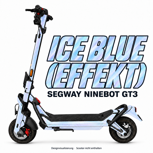 SEGWAY NINEBOT GT3 SKIN | ICE BLUE (EFFEKT) – Designvisualisierung am passenden Scooter. Scooter nicht enthalten.