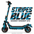 SEGWAY NINEBOT GT3 SKIN | STRIPES BLUE – Designvisualisierung am passenden Scooter. Scooter nicht enthalten.