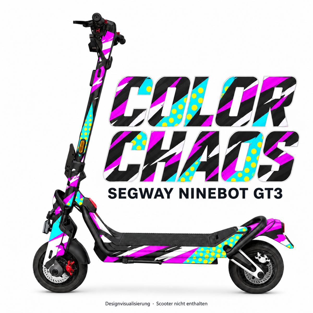 SEGWAY NINEBOT GT3 SKIN | COLOR CHAOS – Designvisualisierung am passenden Scooter. Scooter nicht enthalten.