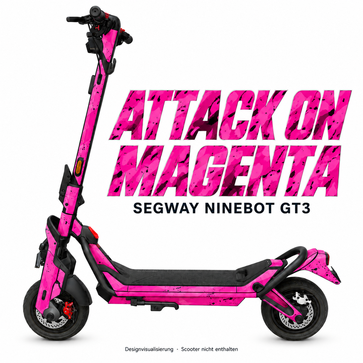 SEGWAY NINEBOT GT3 SKIN | ATTACK ON MAGENTA – Designvisualisierung am passenden Scooter. Scooter nicht enthalten.