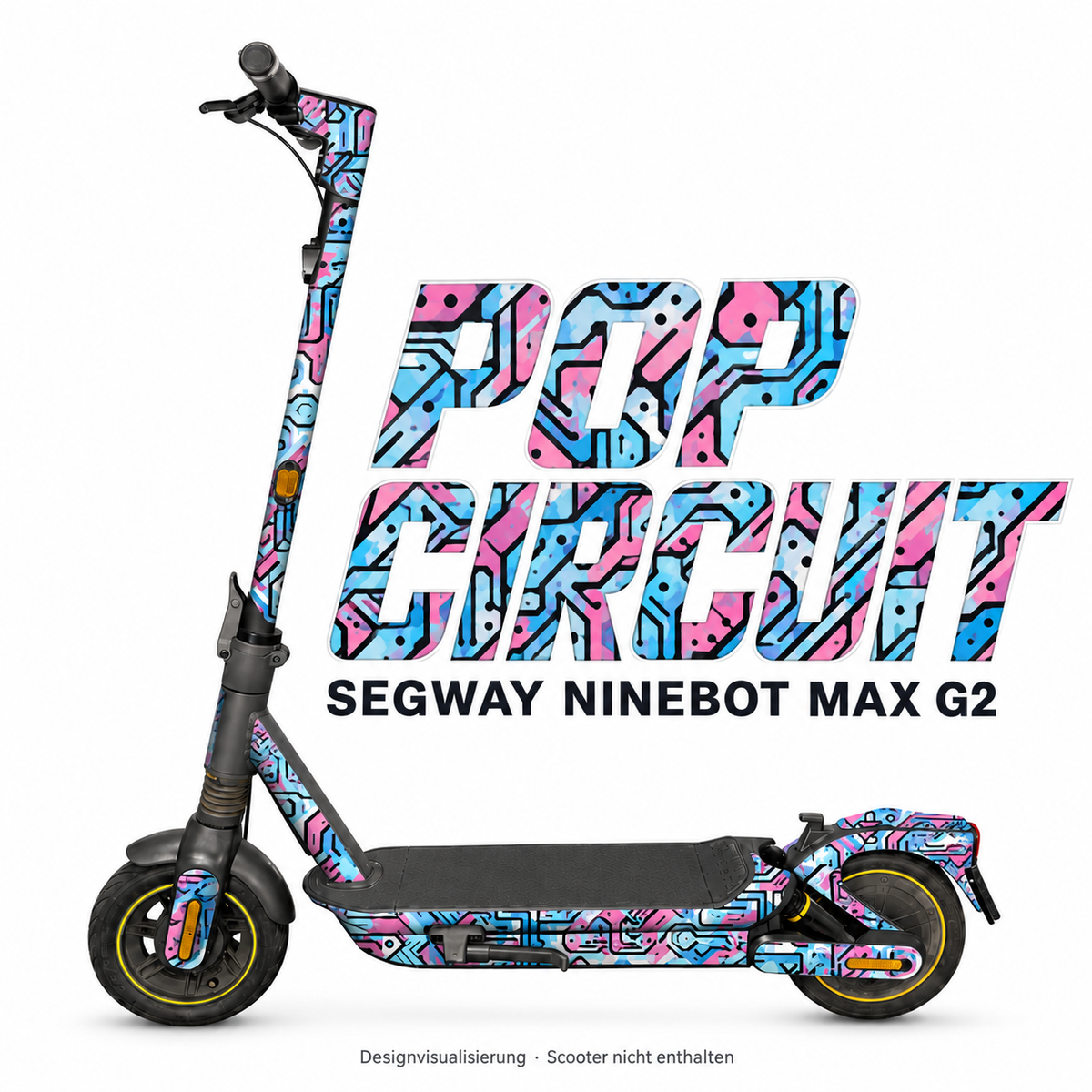 SEGWAY NINEBOT G2 MAX SKIN | POP CIRCUIT – Designvisualisierung am passenden Scooter. Scooter nicht enthalten.