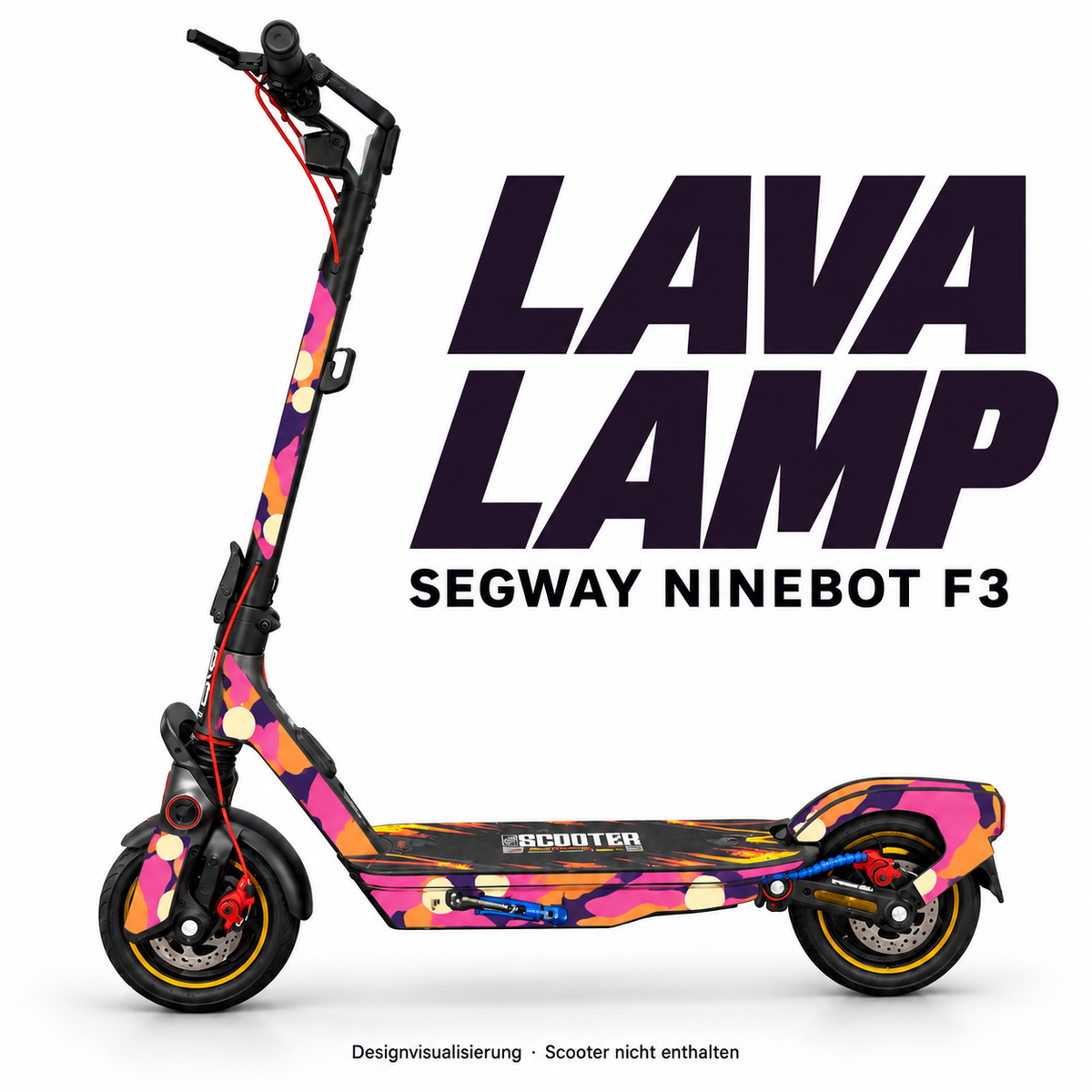 SEGWAY NINEBOT F3 SKIN | LAVA LAMP – Designvisualisierung am passenden Scooter. Scooter nicht enthalten.