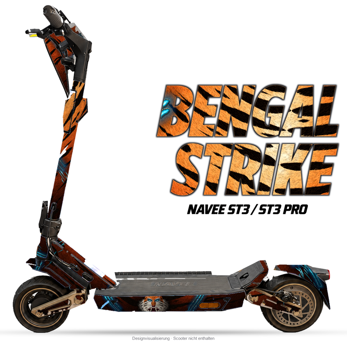 BENGAL STRIKE – Designvisualisierung am NAVEE ST3 / ST3 Pro. Scooter nicht enthalten.