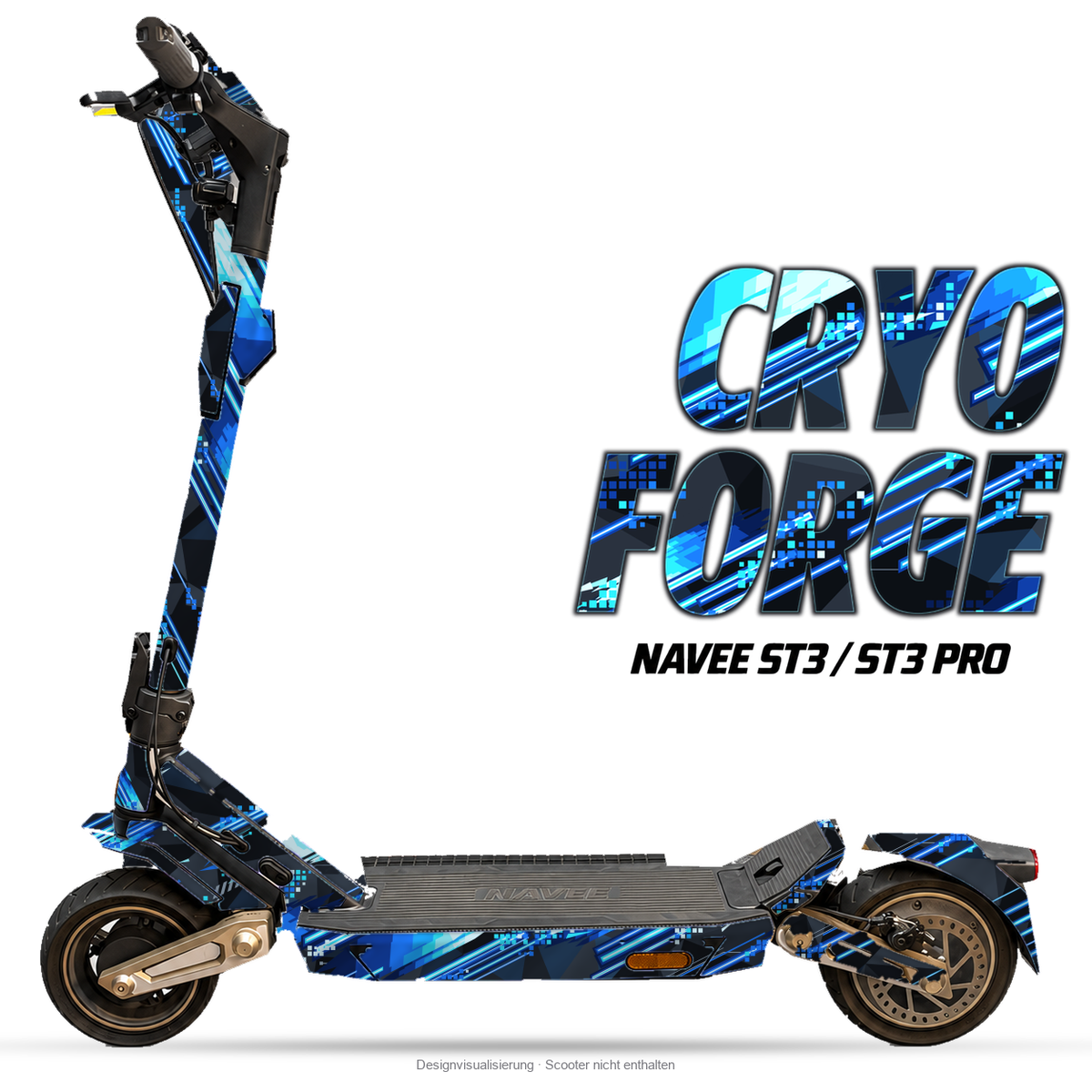 CRYO FORGE – Designvisualisierung am NAVEE ST3 / ST3 Pro. Scooter nicht enthalten.