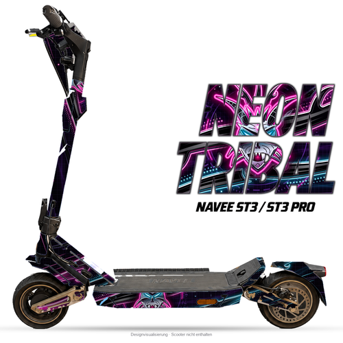 NEON TRIBAL – Designvisualisierung am NAVEE ST3 / ST3 Pro. Scooter nicht enthalten.