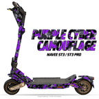 PURPLE CYBER CAMOUFLAGE – Designvisualisierung am NAVEE ST3 / ST3 Pro. Scooter nicht enthalten.