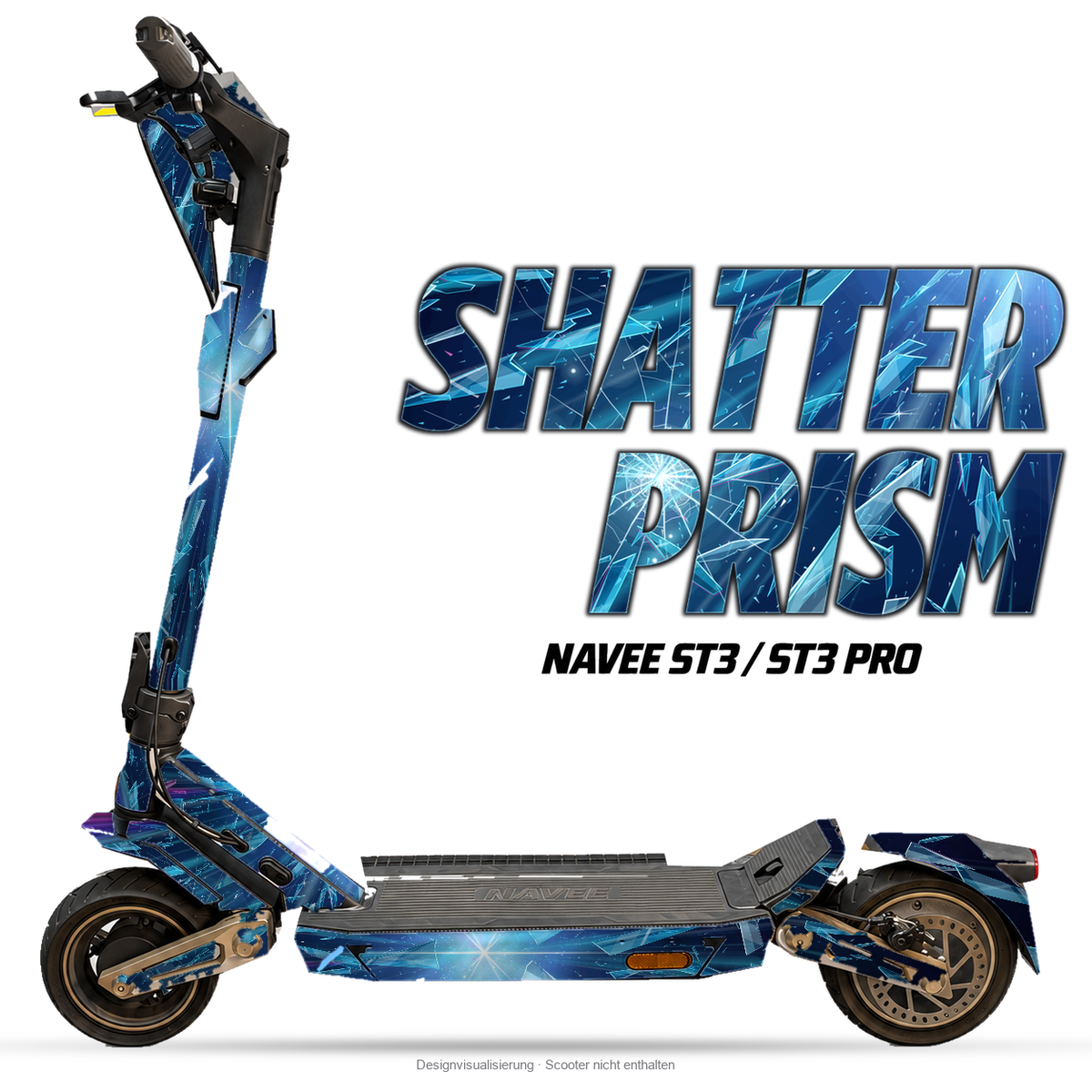 SHATTER PRISM – Designvisualisierung am NAVEE ST3 / ST3 Pro. Scooter nicht enthalten.