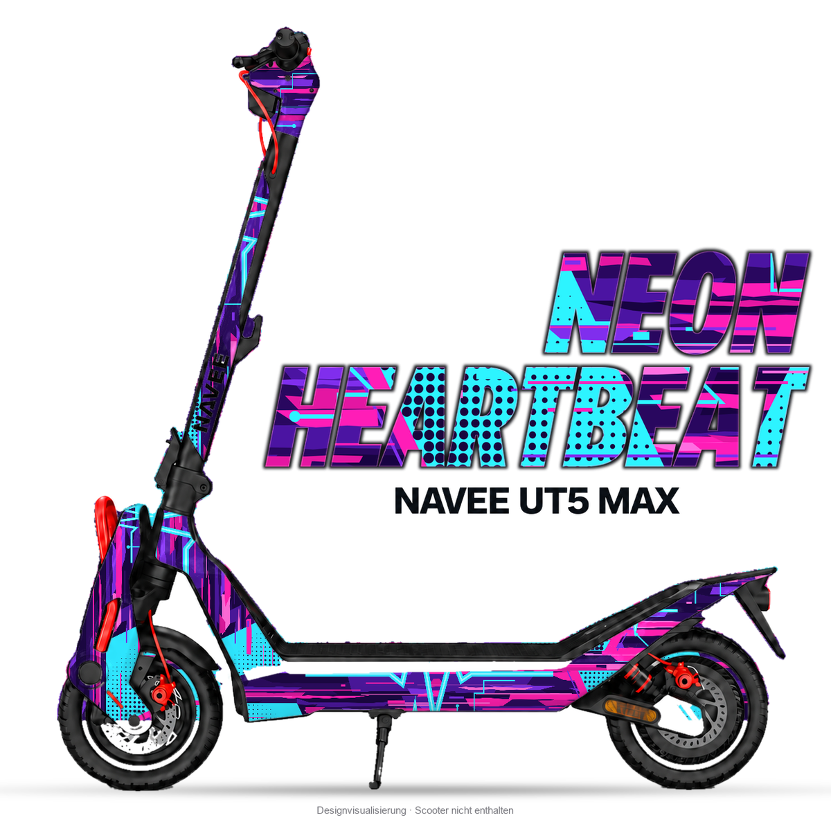 NEON HEARTBEAT – Designvisualisierung am NAVEE UT5 Max. Scooter nicht enthalten.