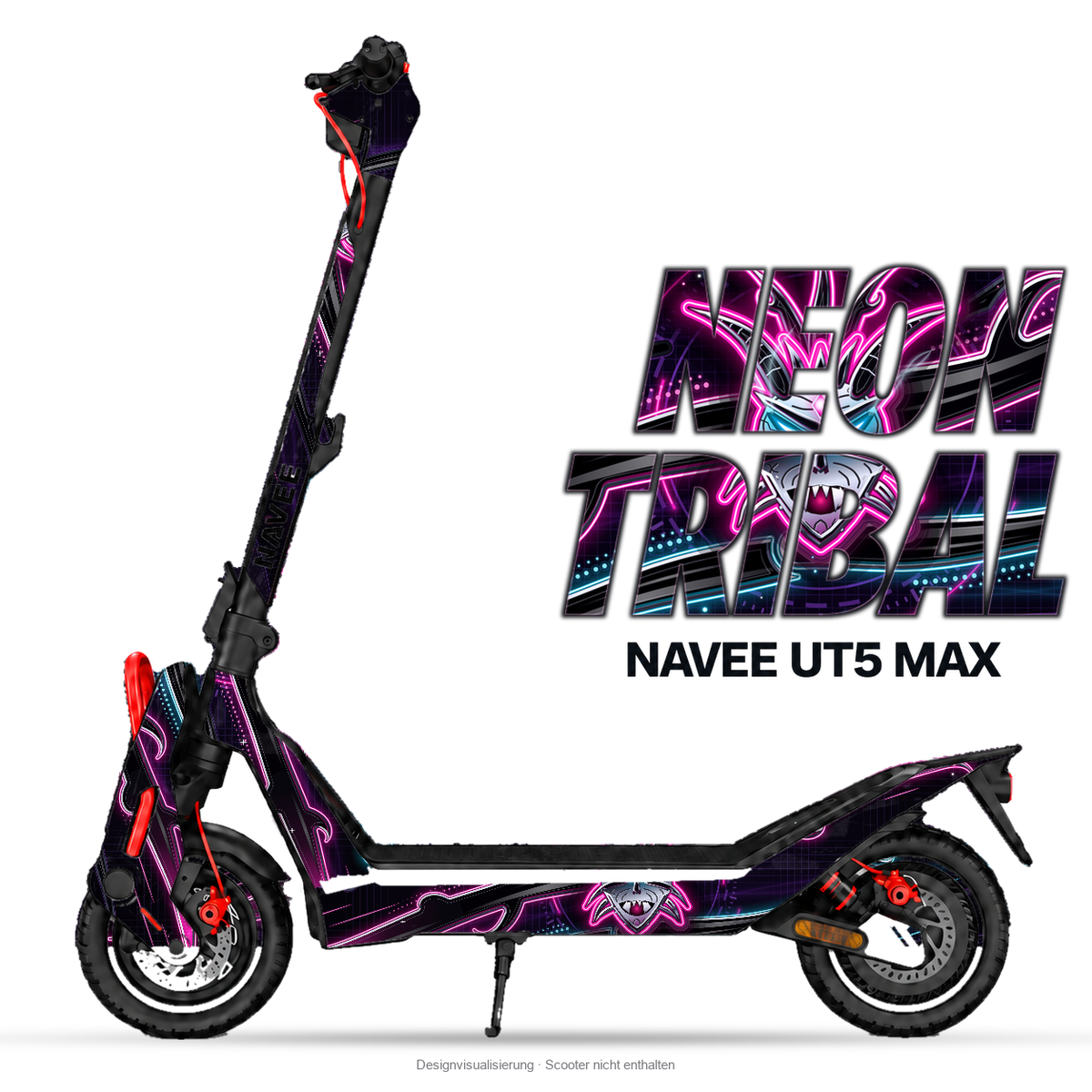 NEON TRIBAL – Designvisualisierung am NAVEE UT5 Max. Scooter nicht enthalten.