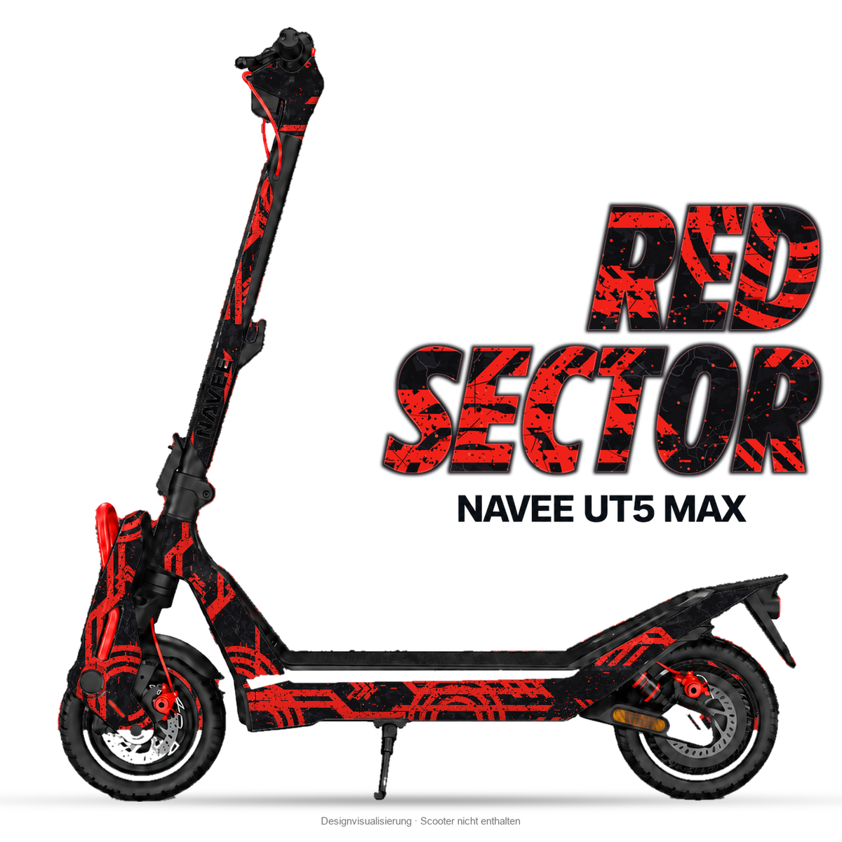 RED SECTOR – Designvisualisierung am NAVEE UT5 Max. Scooter nicht enthalten.