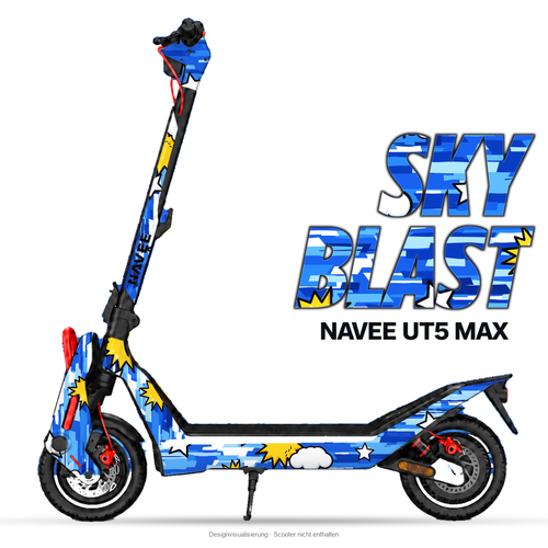 SKY BLAST – Designvisualisierung am NAVEE UT5 Max. Scooter nicht enthalten.