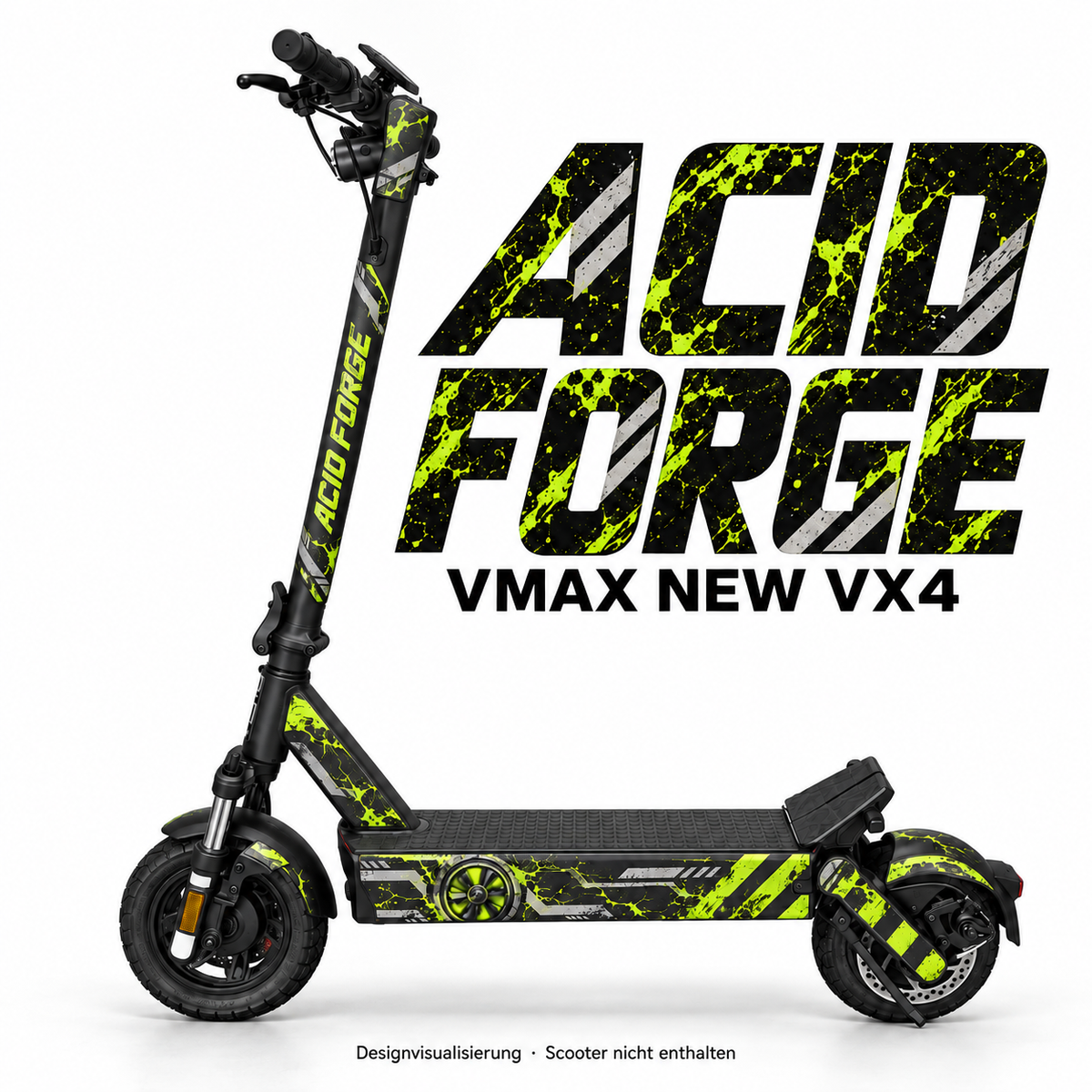 VMAX NEW VX4 SKIN | ACID FORGE – Designvisualisierung am passenden Scooter. Scooter nicht enthalten.
