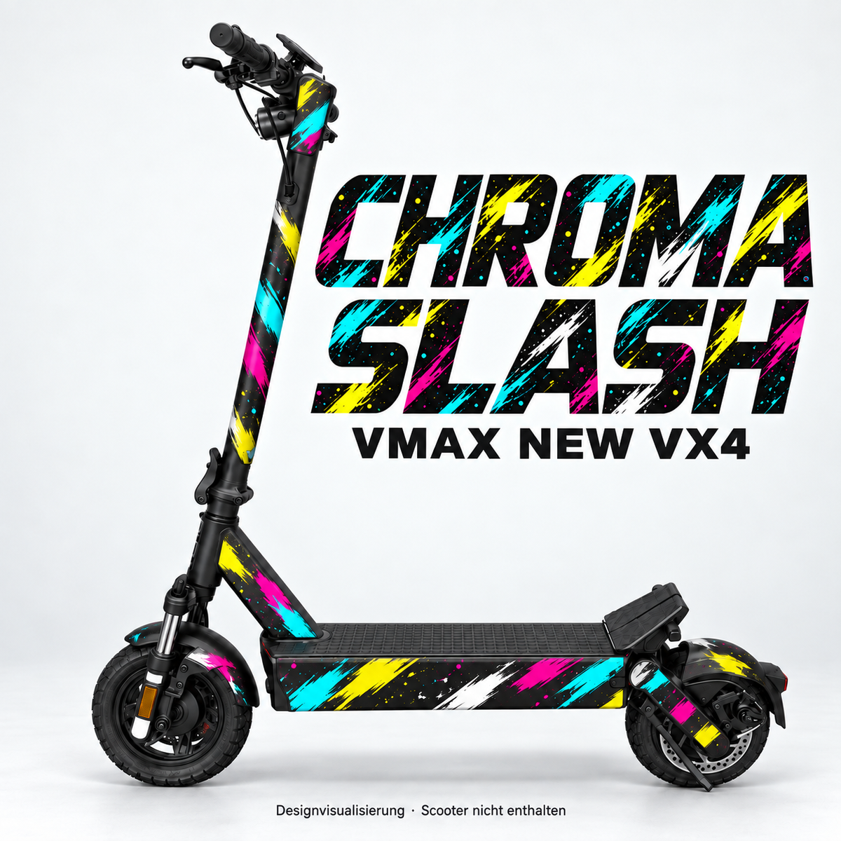 VMAX NEW VX4 SKIN | CHROMA SLASH – Designvisualisierung am passenden Scooter. Scooter nicht enthalten.