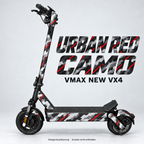 VMAX NEW VX4 SKIN | URBAN RED CAMO – Designvisualisierung am passenden Scooter. Scooter nicht enthalten.