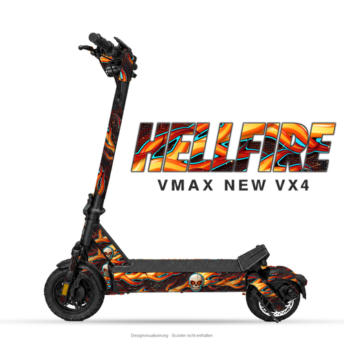 HELLFIRE – Designvisualisierung am VMAX NEW VX4. Scooter nicht enthalten.
