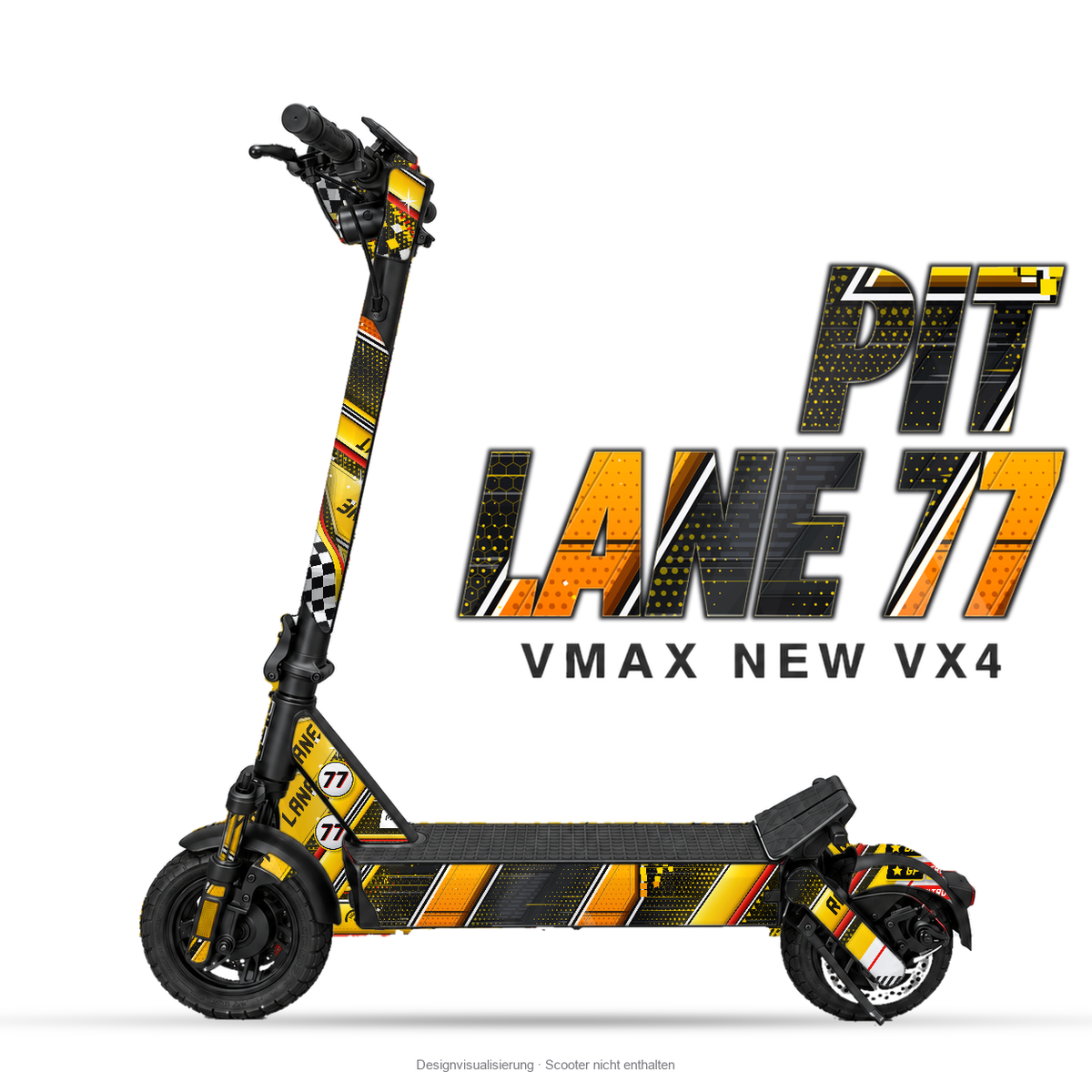PIT LANE 77 – Designvisualisierung am VMAX NEW VX4. Scooter nicht enthalten.