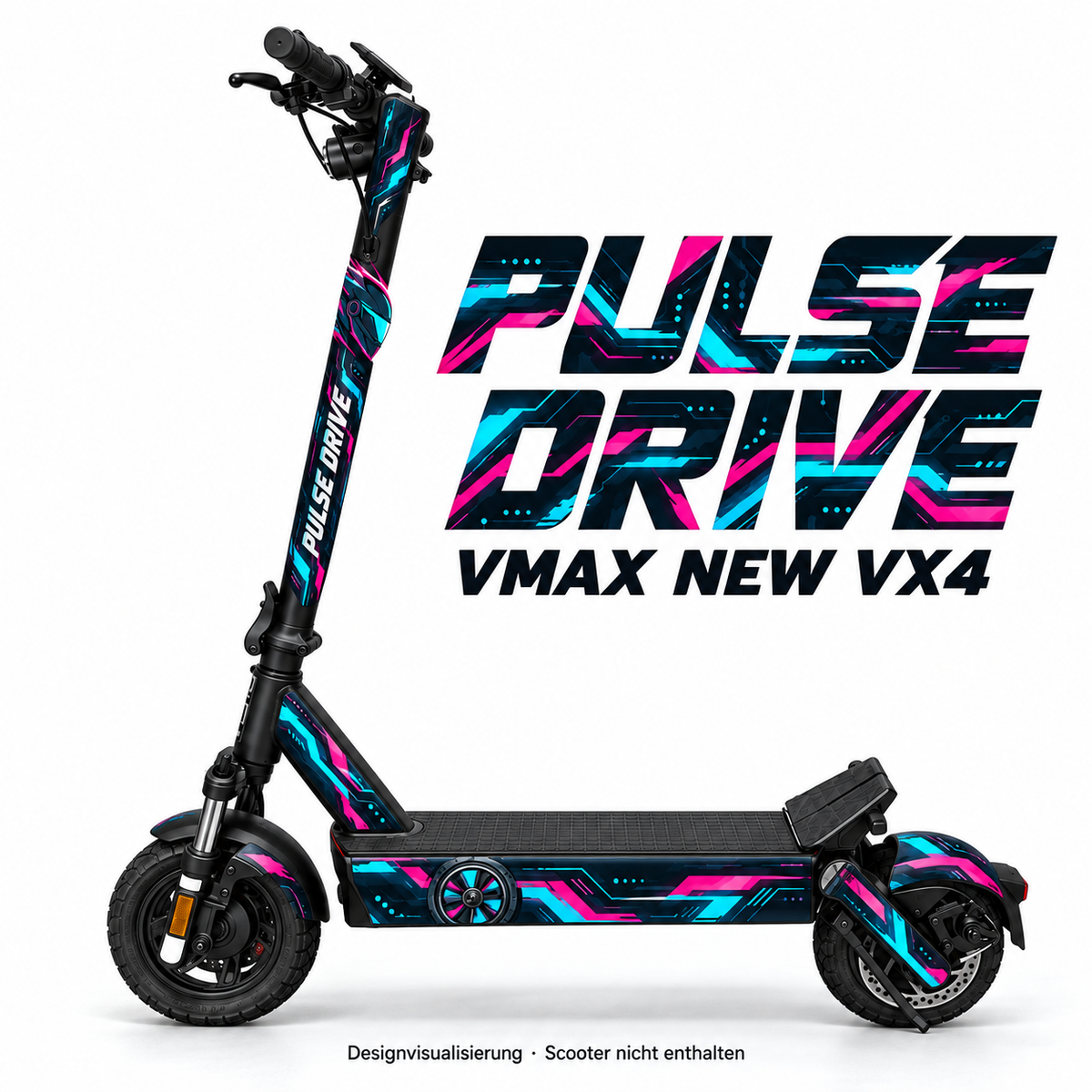VMAX NEW VX4 SKIN | PULSE DRIVE – Designvisualisierung am passenden Scooter. Scooter nicht enthalten.