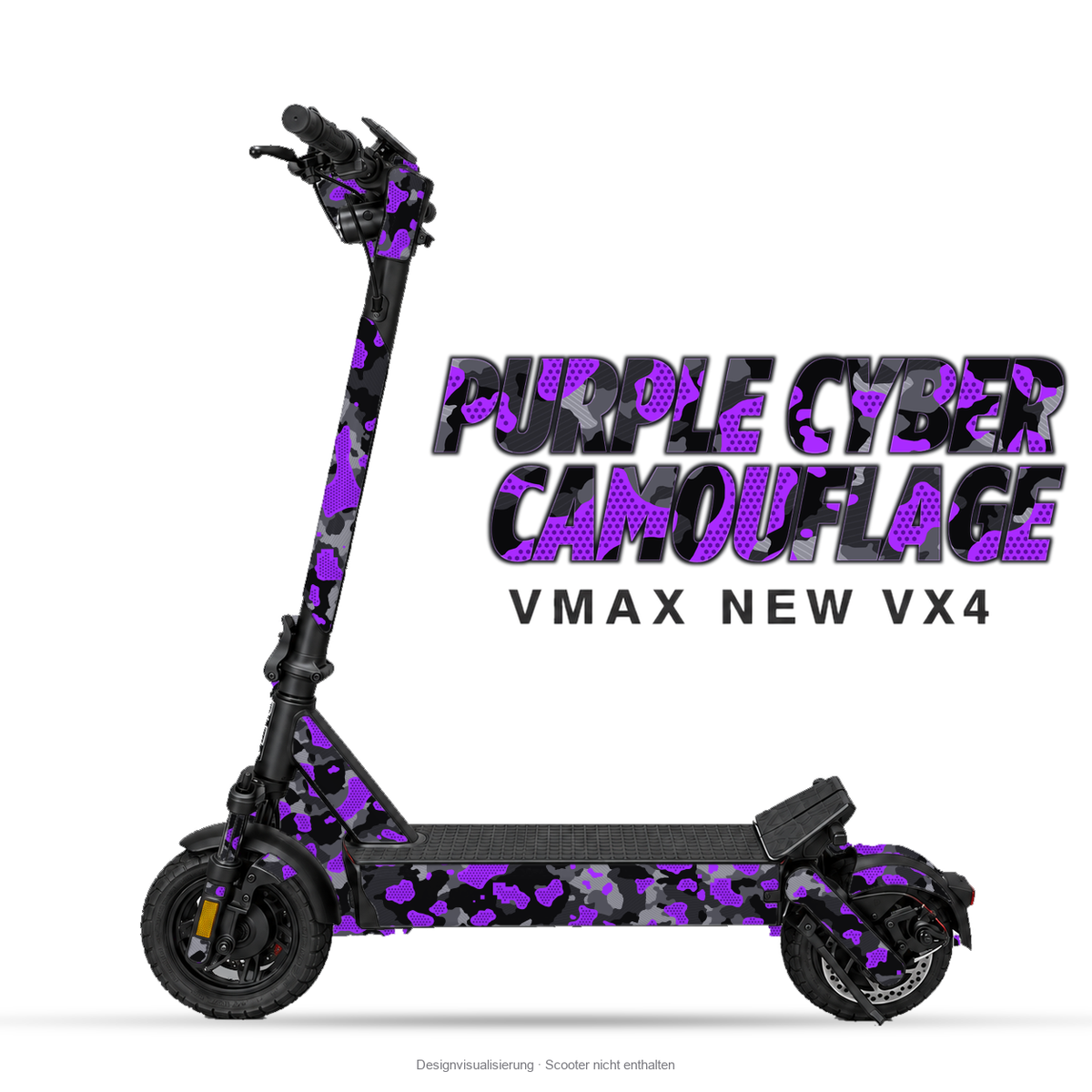 PURPLE CYBER CAMOUFLAGE – Designvisualisierung am VMAX NEW VX4. Scooter nicht enthalten.