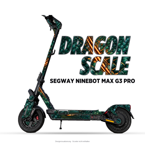 DRAGON SCALE – Designvisualisierung am Segway Ninebot MAX G3 Pro. Scooter nicht enthalten.