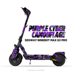 PURPLE CYBER CAMOUFLAGE – Designvisualisierung am Segway Ninebot MAX G3 Pro. Scooter nicht enthalten.