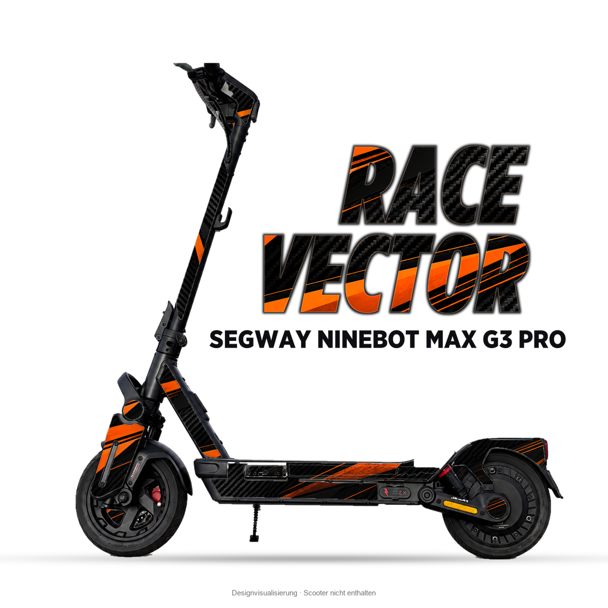 RACE VECTOR – Designvisualisierung am Segway Ninebot MAX G3 Pro. Scooter nicht enthalten.