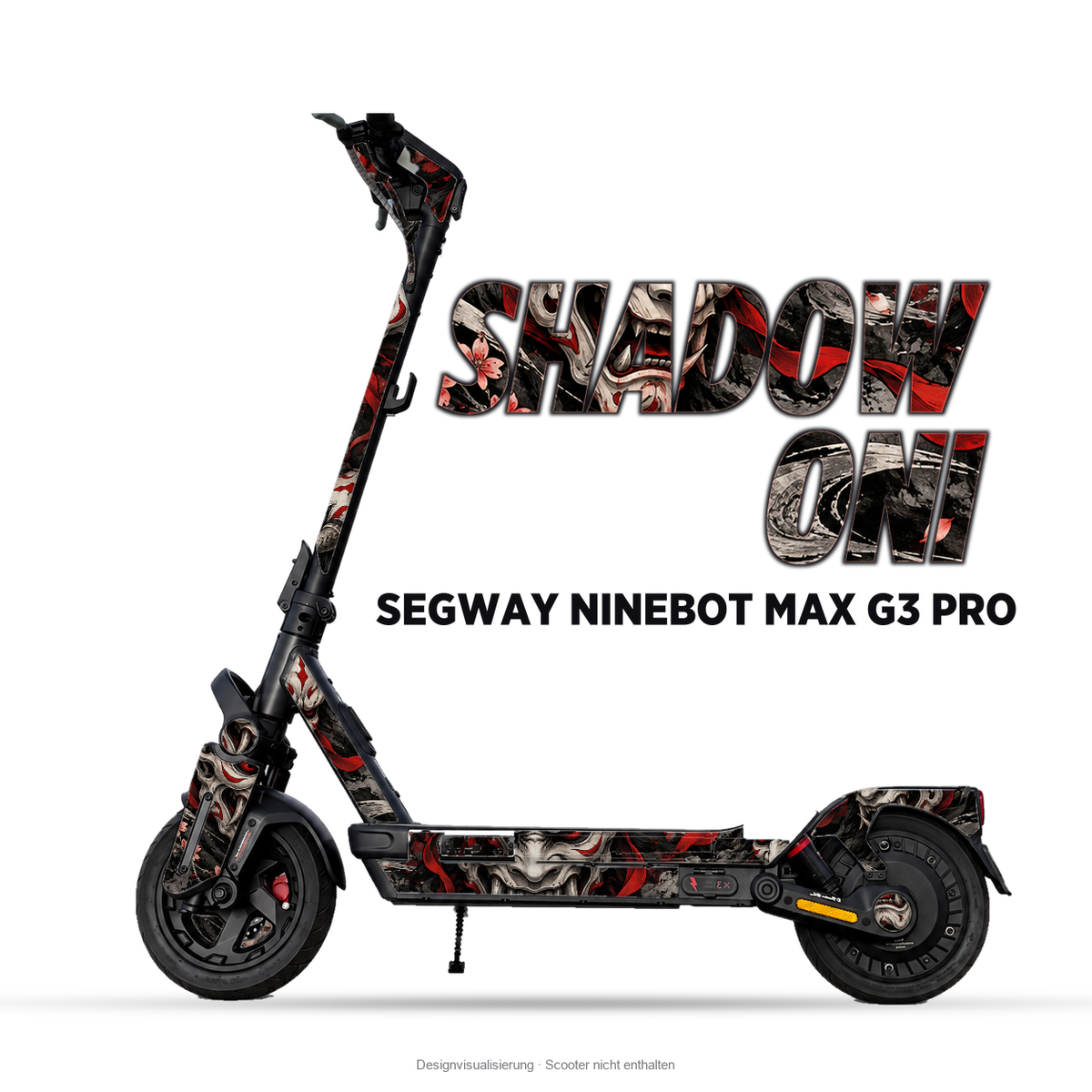 SHADOW ONI – Designvisualisierung am Segway Ninebot MAX G3 Pro. Scooter nicht enthalten.