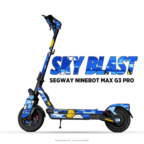 SKY BLAST – Designvisualisierung am Segway Ninebot MAX G3 Pro. Scooter nicht enthalten.