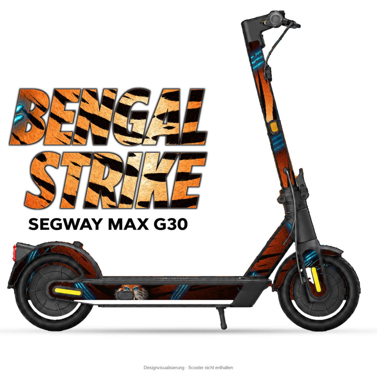 BENGAL STRIKE – Designvisualisierung am Segway MAX G30. Scooter nicht enthalten.