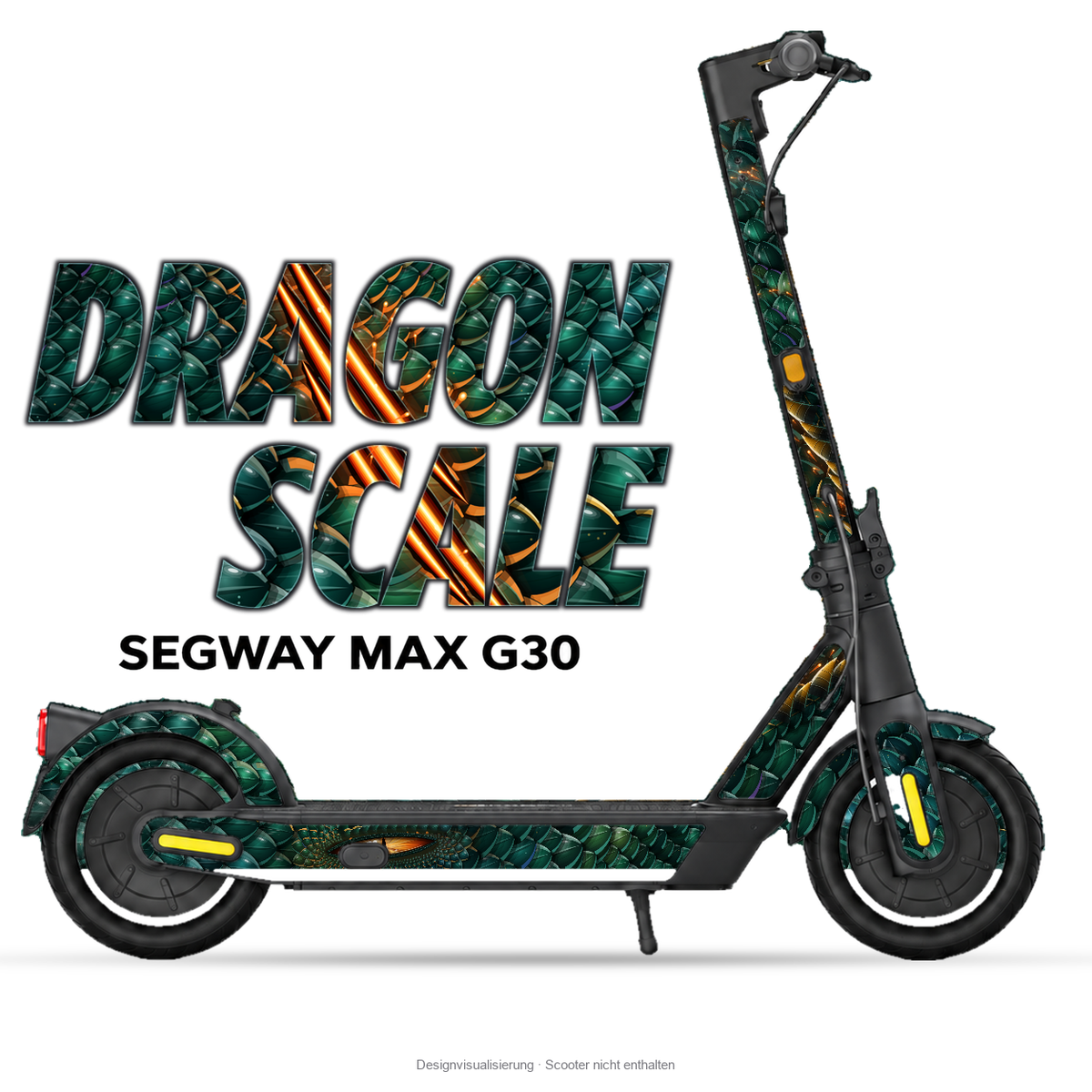 DRAGON SCALE – Designvisualisierung am Segway MAX G30. Scooter nicht enthalten.