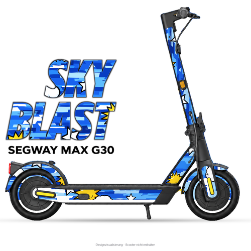 SKY BLAST – Designvisualisierung am Segway MAX G30. Scooter nicht enthalten.