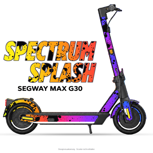 SPECTRUM SPLASH – Designvisualisierung am Segway MAX G30. Scooter nicht enthalten.