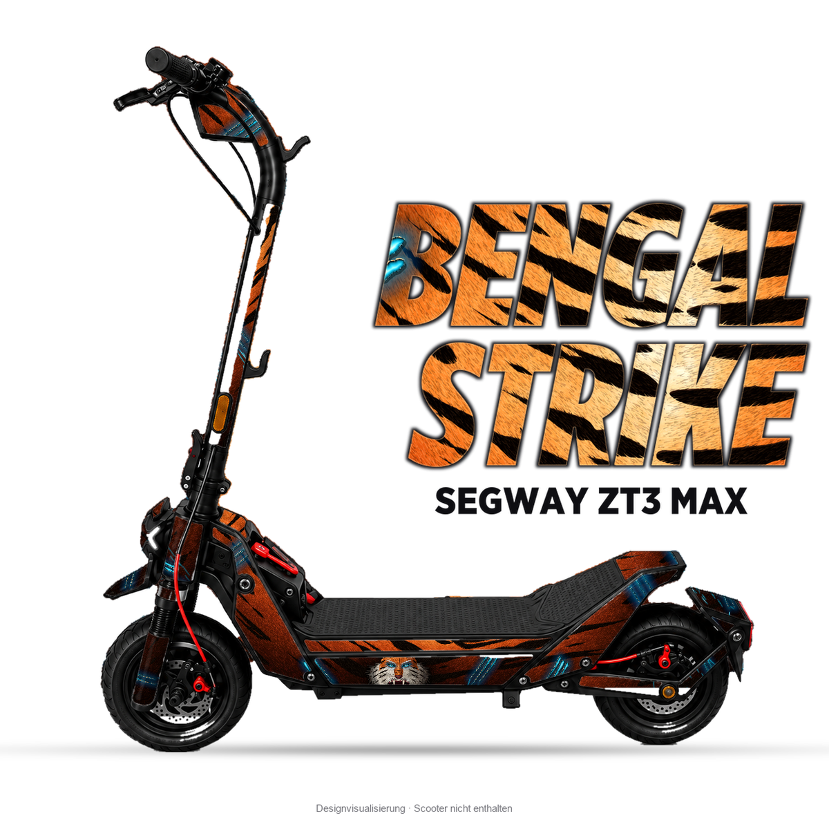 BENGAL STRIKE – Designvisualisierung am Segway ZT3 Max. Scooter nicht enthalten.