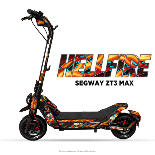 HELLFIRE – Designvisualisierung am Segway ZT3 Max. Scooter nicht enthalten.