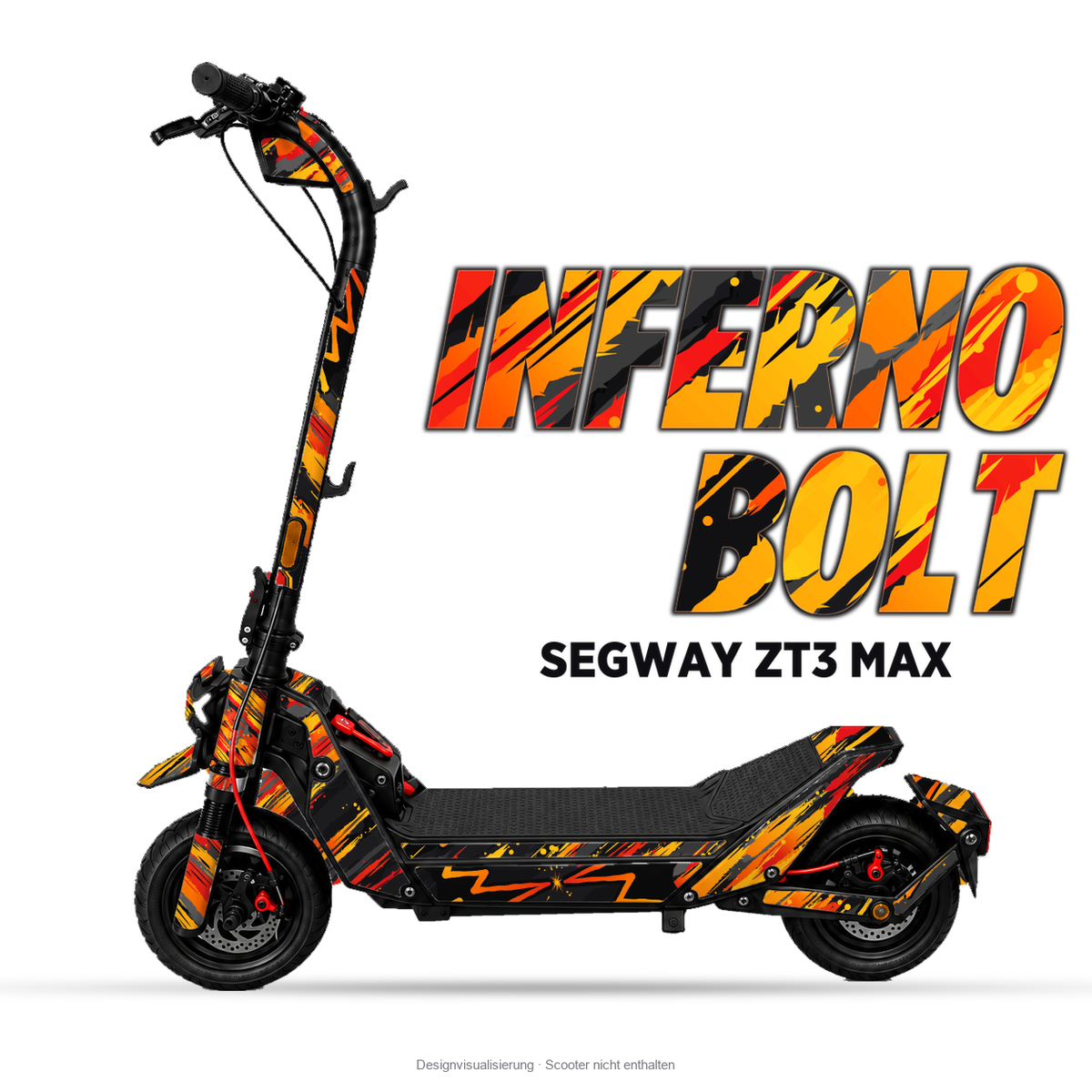 INFERNO BOLT – Designvisualisierung am Segway ZT3 Max. Scooter nicht enthalten.
