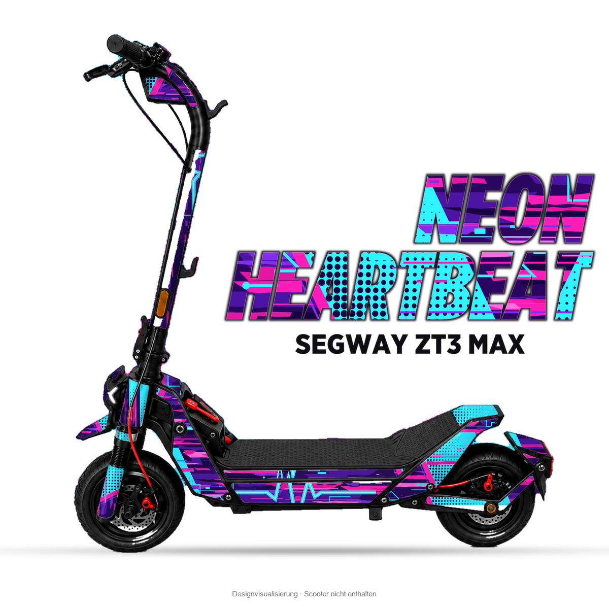 NEON HEARTBEAT – Designvisualisierung am Segway ZT3 Max. Scooter nicht enthalten.