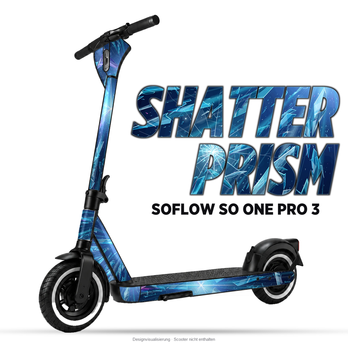 SHATTER PRISM – Designvisualisierung am SoFlow SO ONE PRO 3. Scooter nicht enthalten.