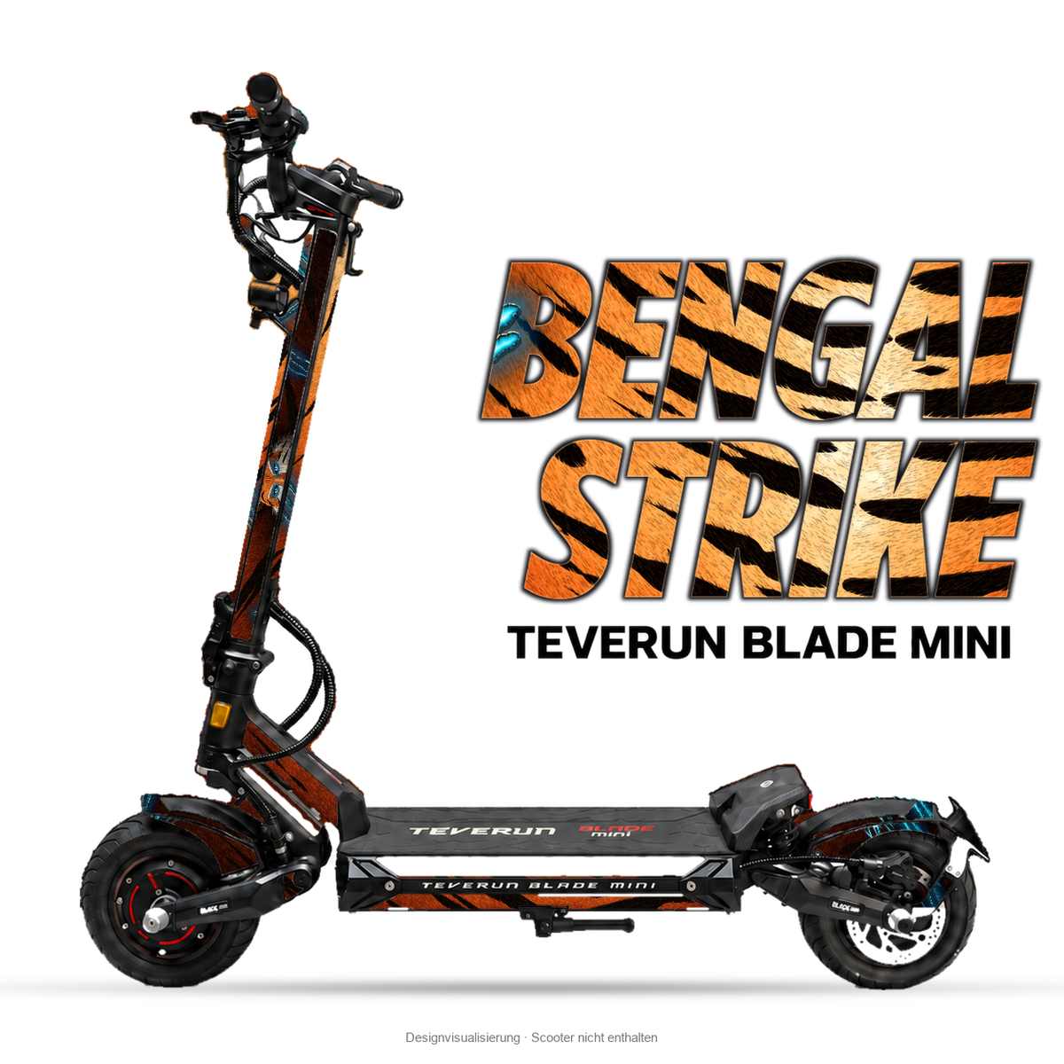 BENGAL STRIKE – Designvisualisierung am Teverun Blade Mini. Scooter nicht enthalten.