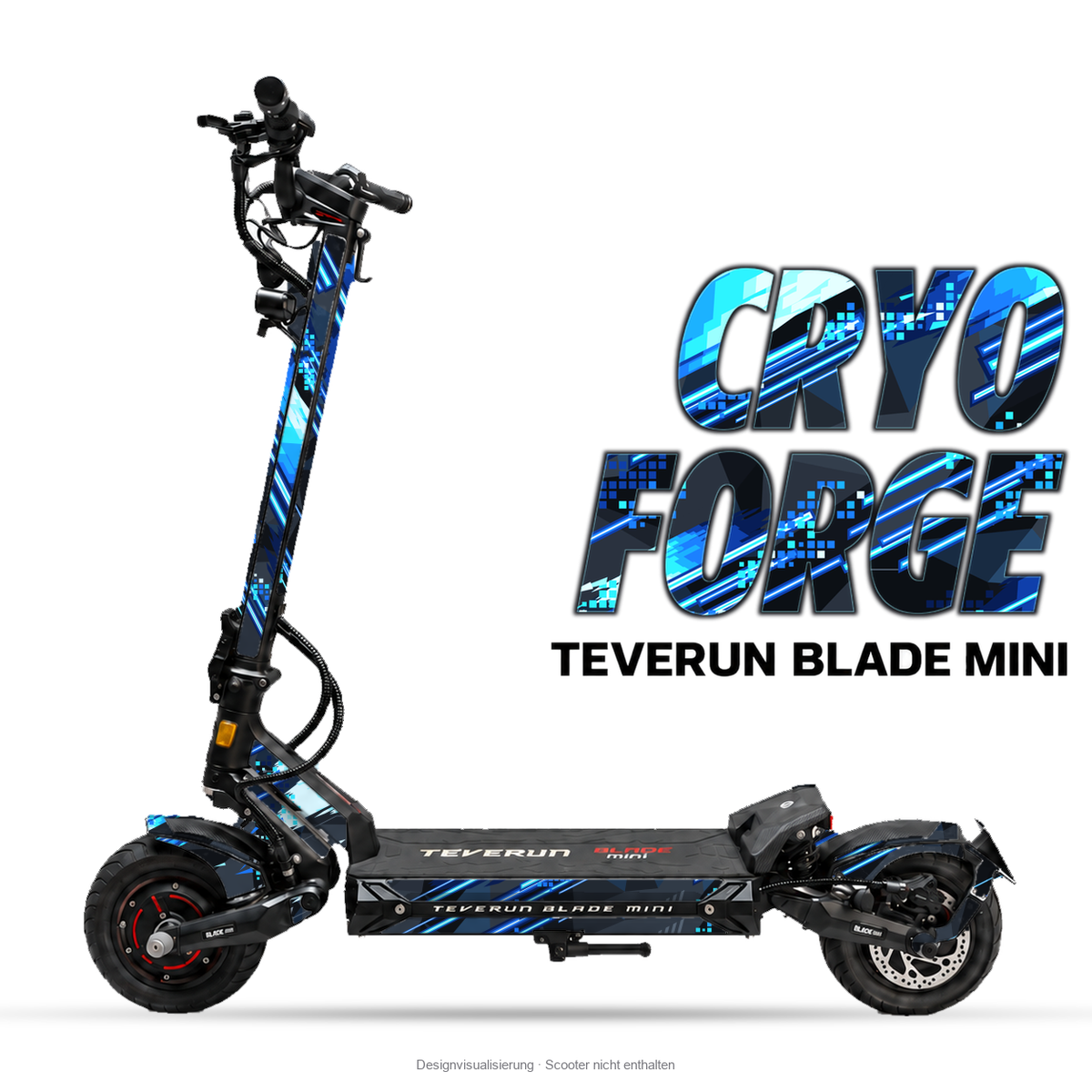CRYO FORGE – Designvisualisierung am Teverun Blade Mini. Scooter nicht enthalten.