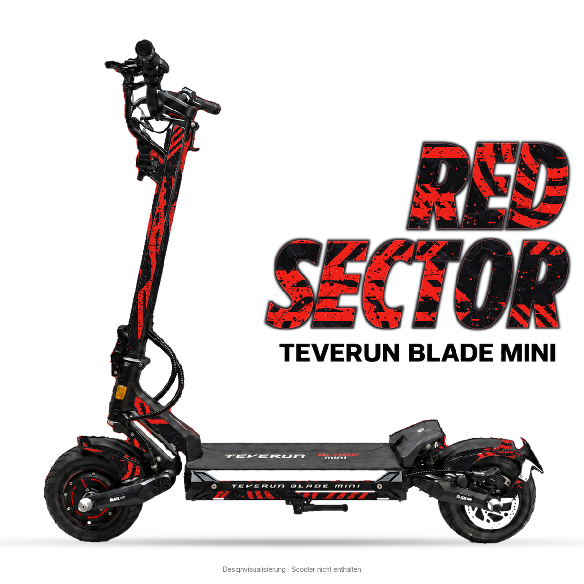 RED SECTOR – Designvisualisierung am Teverun Blade Mini. Scooter nicht enthalten.