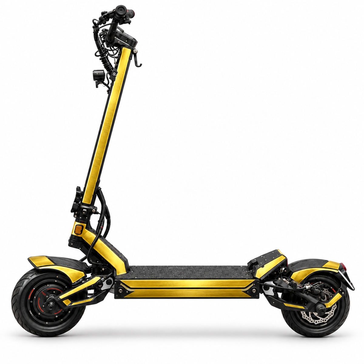 Generierte Produktvisualisierung: Teverun Fighter Mini mit gebürstet-goldenem Skin; tatsächliche Wirkung kann abweichen.