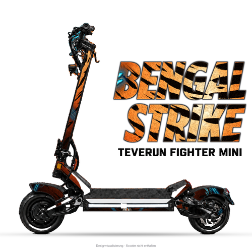 BENGAL STRIKE – Designvisualisierung am Teverun Fighter Mini. Scooter nicht enthalten.